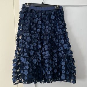Anthropologie Eva Franco Blue Tulle Flower Skirt Size 8
